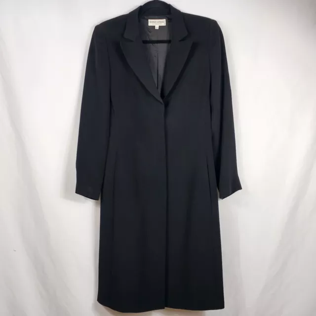 Giorgio Armani Le Collezioni Black Silk Blend Long Overcoat Lapel Collar Size 6