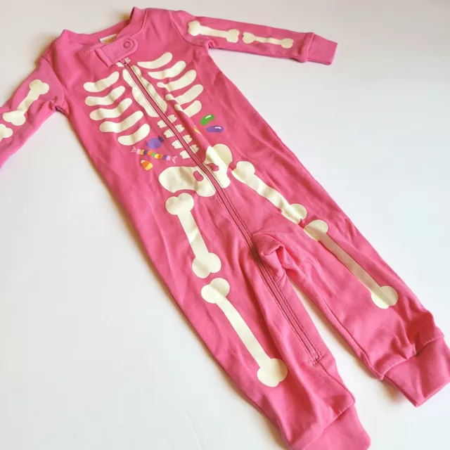 Gymboree Gymmies 3-6 mo Girls Halloween Skeleton Pink Onepiece NWT **See Descrip