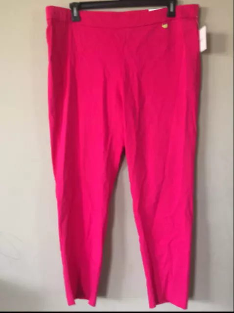 New Ellen Tracy Womens Slim Fit Ankle Pink Pants Size 18