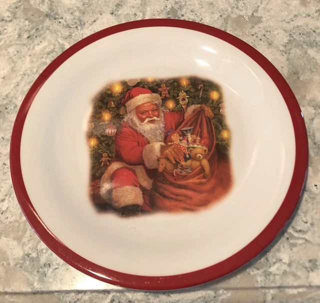 Pottery Barn Kids Night Before Christmas Plates Santa With Bag of Toys-