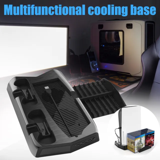 Vertical Cooling Fan Charging Stand with Game Storage Dual Controller Charger