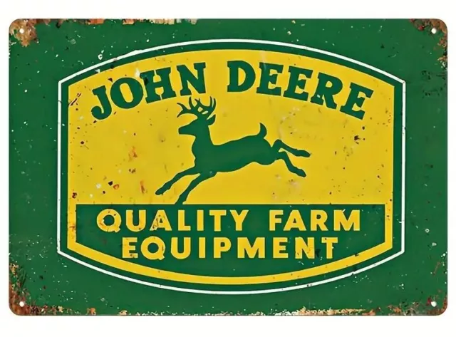 John Deere Farm Equipment Tin Metal Sign Art Vintage Style Man Cave Tractor