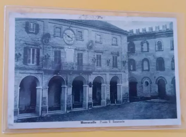 Cartolina Antica Morrovalle Piazza V. Emanuele Viagg Francobollo