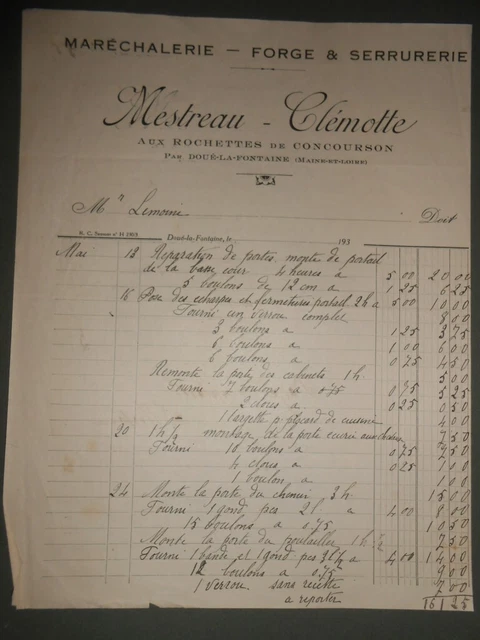 Facture Cycles La Cloche Alleluia M Parette Mantes La Ville 1936 - Document Ancien