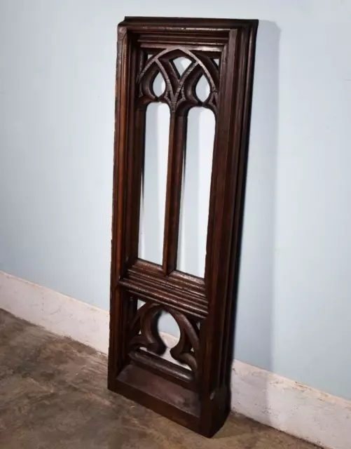 *46" Large French Antique Gothic Revival Architectural Panel Oak Wood Salvage