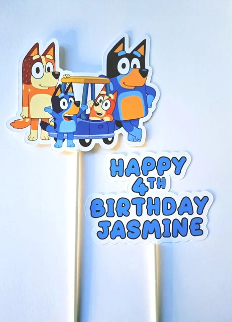 thumbnail image 2 of Personalised Rainbow Bluey Cake Topper - Glittery - Custom Name And Age - Birthday Decoration 2 of 6