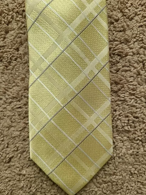 Michael Kors Men's Silk Classic Neck Tie Yellow Plaid Geometric Print