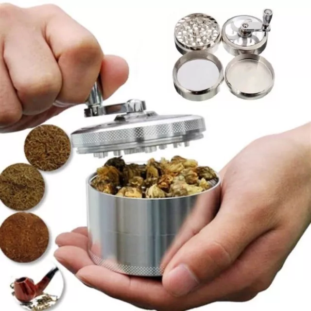 4 Layer Metal Zinc Alloy Herb Tobacco Grinder Hand Muller Smoke Crusher Spice AU