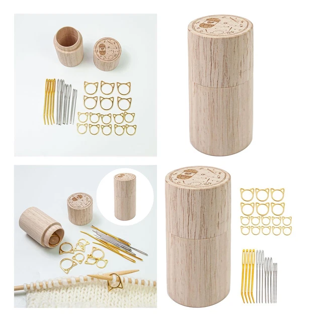 Porte-aiguille En Bois Multifonction - Environ 8.5x4x4 Cm - Pour Ranger Aiguilles, Couture, Broderie, Matelassage - Portable - 3