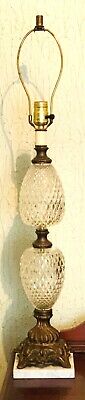 Vintage Victorian Ornate Glass Table Lamp Ornate Brass Base On Marble Base