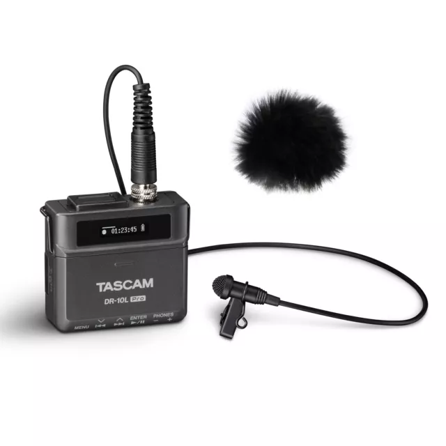 Tascam DR-10L Pro Digitaler Recorder mit Lavaliermikrofon + keepdrum Windschutz