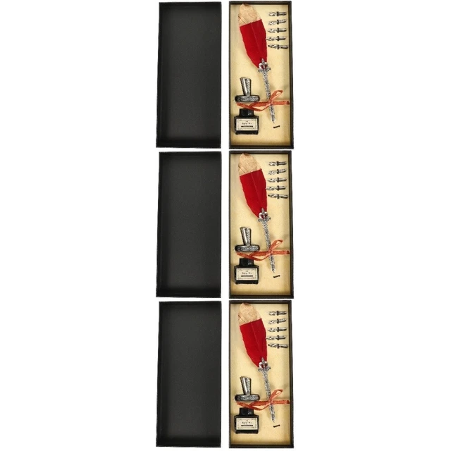 3 juegos de lápiz de resorte kit de tinta decorativo pluma de resorte caligrafía lápiz de inmersión vint