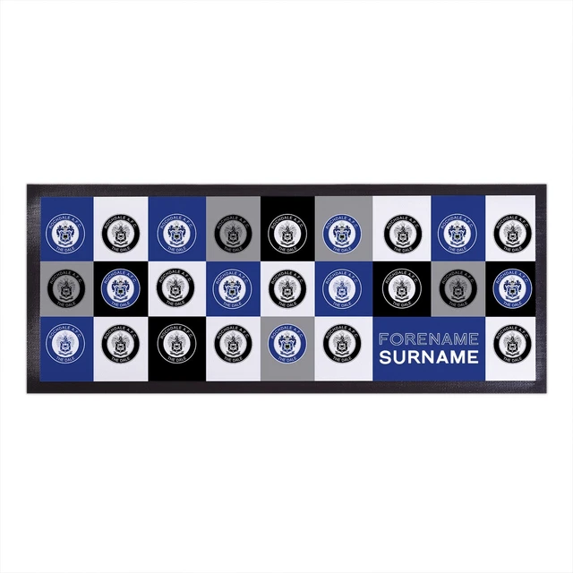 Rochdale FC Officially Licensed - Chequered - Personalised Bar Runner
