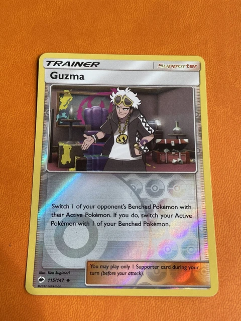 Pokemon REVERSE HOLO GUZMA Sun & Moon Burning Shadows 115/147 NM/Mint