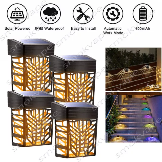 4 Pack Solar Deck Lights Outdoor Waterproof LED Steps Lamps for Stairs Fence LED