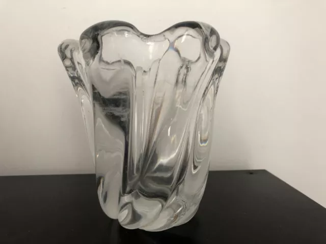 vase signé dans le goût de daum corolle vintage verre ou cristal design chic 70s