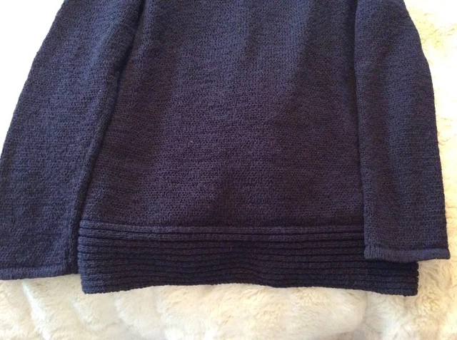 Alex & Co Größe 14 marineblau und beige Twist vorne Sommergewicht Baumwolle Strickpullover 7