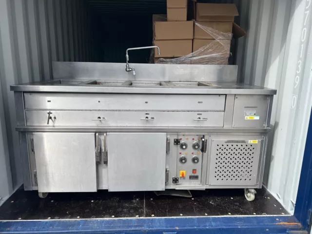 Commercial Bridge Catering Bain Marie/Steam Cupboard With Fridge