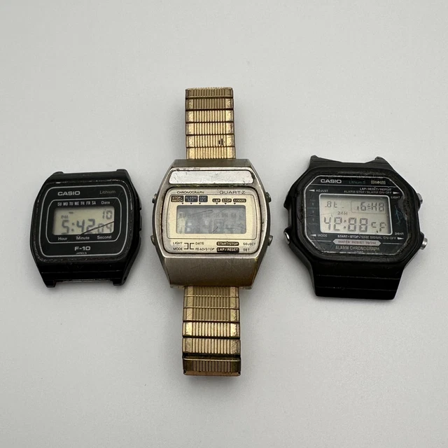 Lot of 3 Vintage Digital Watches Casio H110 Marlin Casio F10 & 1 More - AS IS!