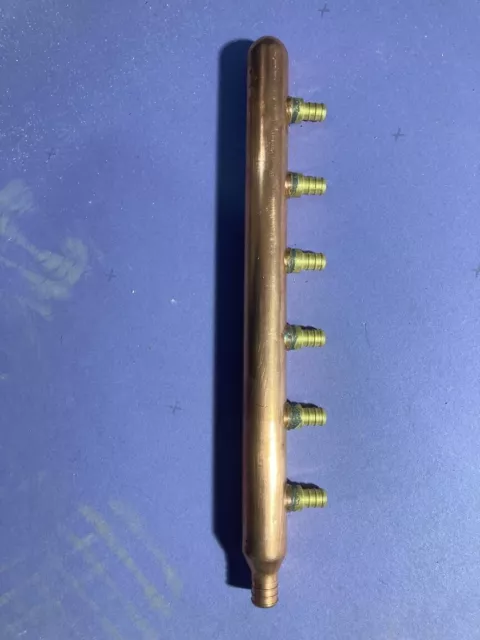 6-Port Closed  Copper Manifolds, 1 Inch Trunk, 3/4 Inch, 1/2 In