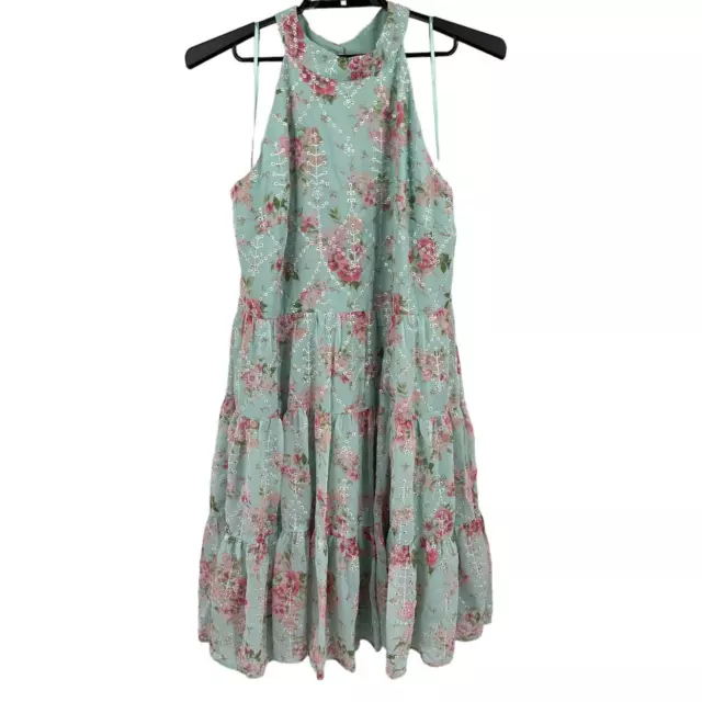 Eliza J dress floral print fit flare light green size 18