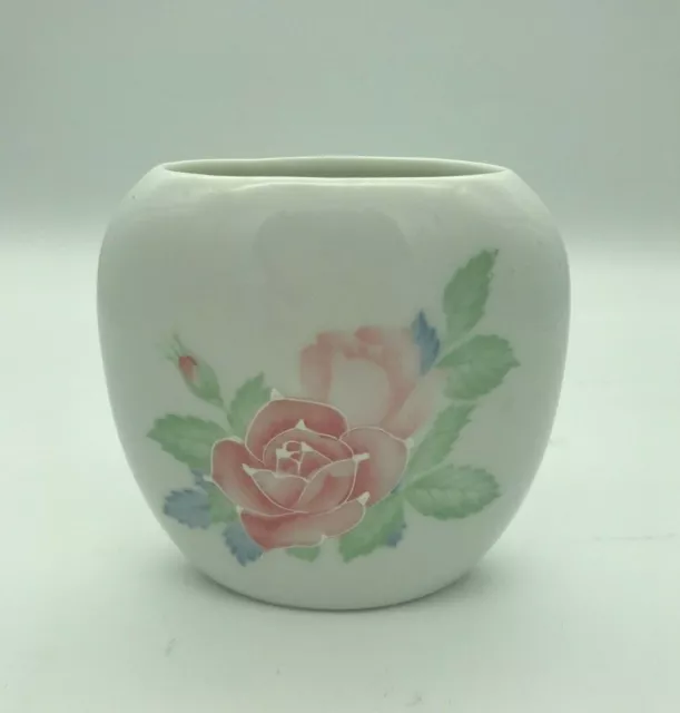 Vintage PINK ROSE Otagiri Vase Porcelain Floral Art Pottery Hand Painted Japan