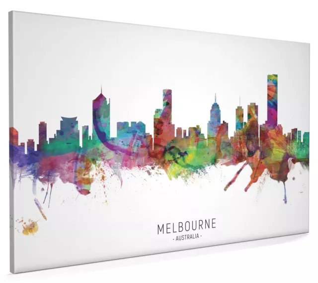 Melbourne Skyline, Poster, Canvas or Framed Print, watercolour painting 8897