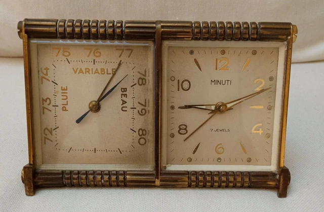 ENSEMBLE DE VOYAGE PENDULETTE THERMOMÈTRE et BAROMÈTRE EUR 275,00