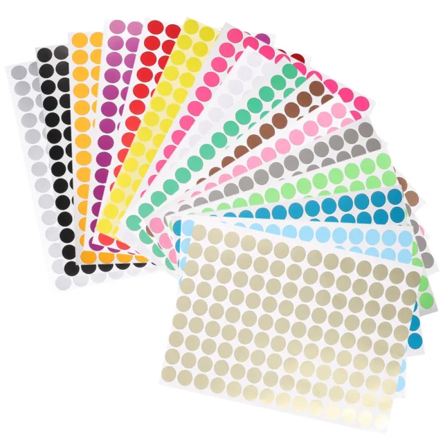 16 Sheets of Classify Labels Adhesive Dot Labels Colored Circle Label Stickers