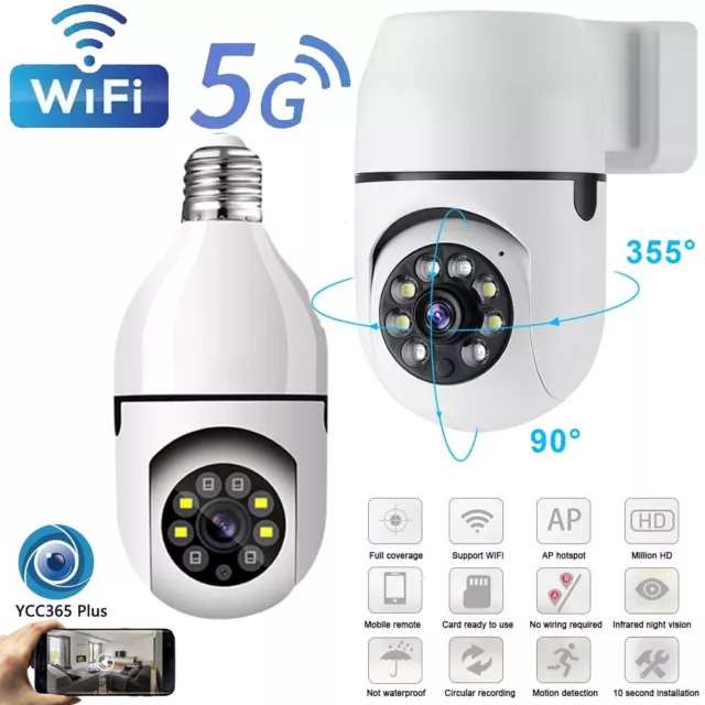 1080P Light Bulb IP Camera Wi-Fi Smart Home Wireless Security Cam Night Vision