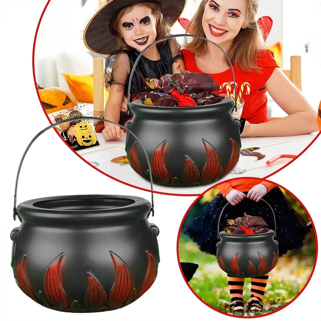 Christmas Candy Bucket Pot Witch Skeleton Cauldron Holder Jar Trick Or Treat