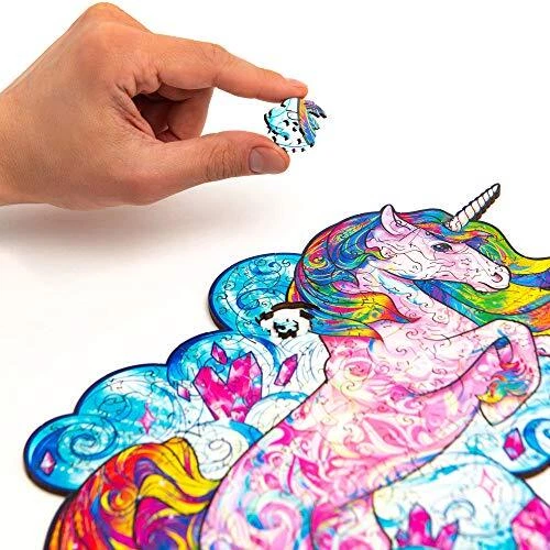 UNIDRAGON Wooden Jigsaw Puzzles - Inspiring Unicorn, 195 pcs, Medium 10.2"x12.6" 3