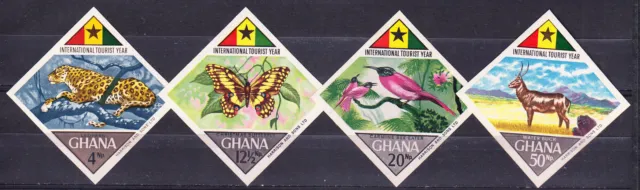 W GHANA 0315v-318v INTERNATIONAL TOURIST YEAR BUTTERFLIES INSECT BIRD