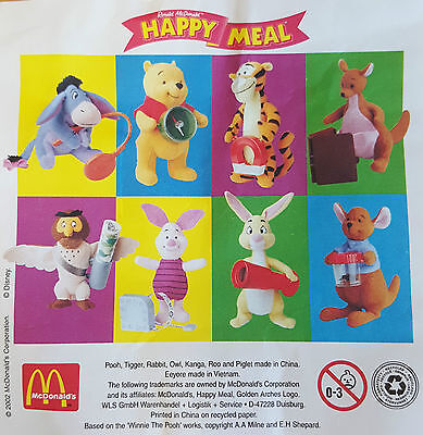 Plüsch McDonalds Mc Donalds Happy Meal 2002 Eule / Owl Winnie Puuh 
