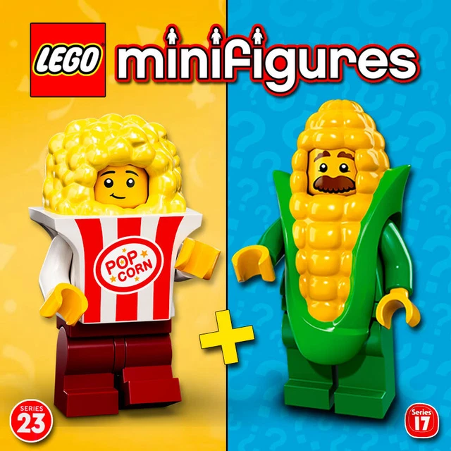LEGO MINIFIGURES 71018, 71034 Corn Cob Guy + Popcorn Costume 100