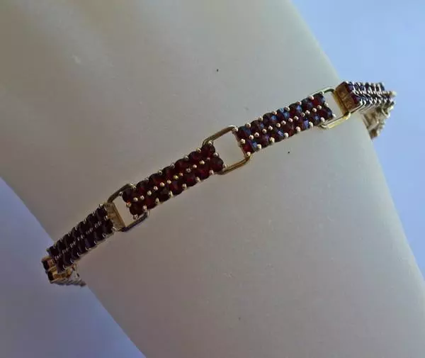 *Granatarmband Armband mit Granat Garnet Antik Art Deco in aus 900er Silber
