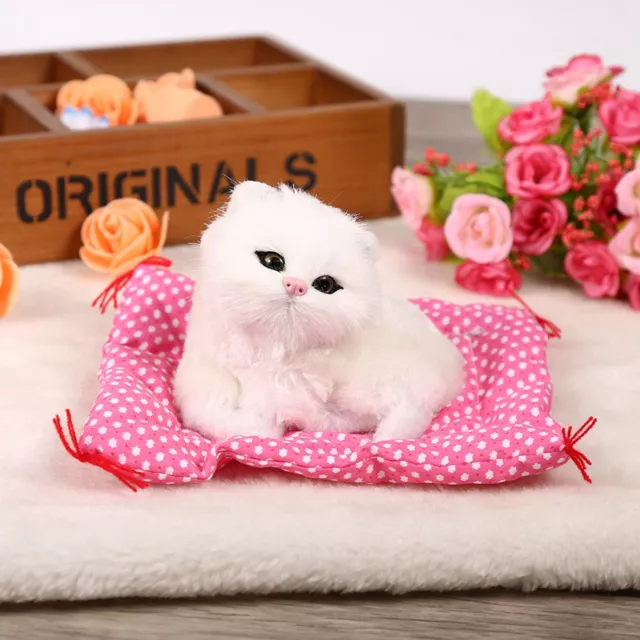 (Color : Blanc)Jouet Chat Peluche Simulation Chaton Cute Jouets Avec Son