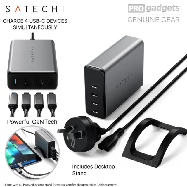 Satechi 165W USB-C PD GaN Compact Fast 4 Port Charger for MacBook iPad iPhone 15