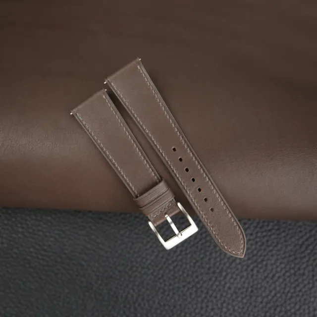 Calfskin Dark Brown Barenia Leather Watch Strap Band 18mm 20mm 22mm