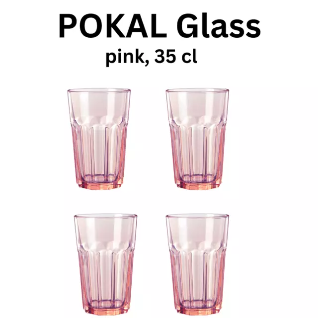 IKEA Drinking Tumbler Set of 4 Glasses Tall Juice Water Glassware POKAL 350ml