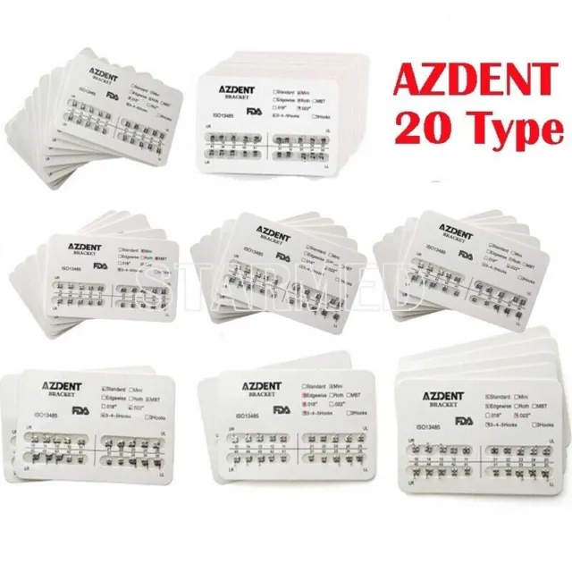 AZDENT Dental Orthodontic Metal Brackets Braces Mini Standard Roth MBT .022/ 018