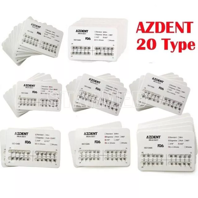 AZDENT Staffe ortodontiche in metallo dentali Apparecchi Mini Standard Rosso MBT .022/018