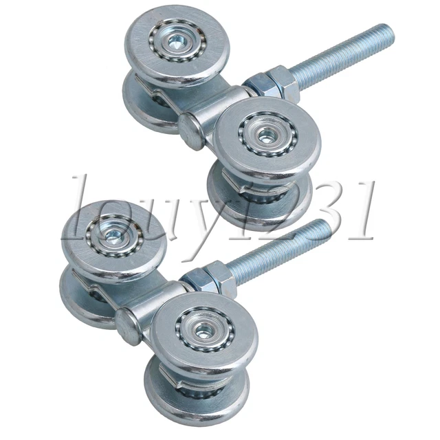 Barn Door Track Rollers Steel Double Wheel Hanging Trolley H3-3 w/ Nuts Set of 2