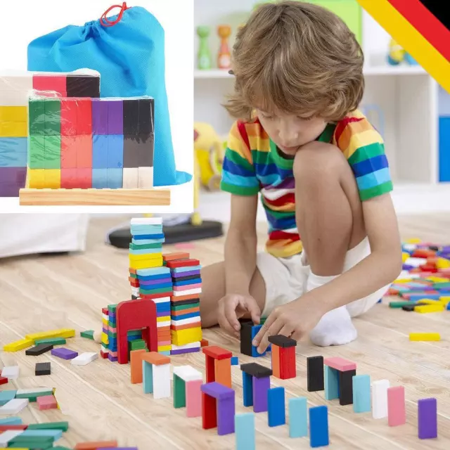 240stk Dominosteine bunte Bausteine Bauklötze Holzklötze Kinder Domino DE