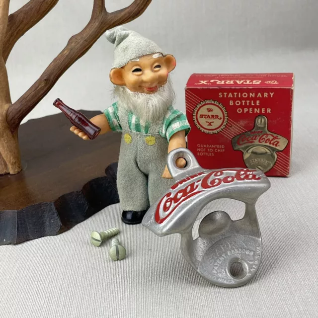 STARR "X" Vintage 1950's Coca Cola Stationary Wall Bottle Opener Brown Mfg NIB