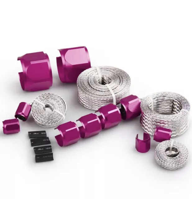 Red Braided Hose Sleeve Sleeving Kit -Radiator, Vacuum, Heater & Fuel Line Hose