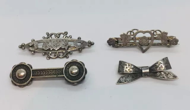 4 Antique Viktorianisch Englischer Sterlingsilber Aufwendig Stangen Pinnen