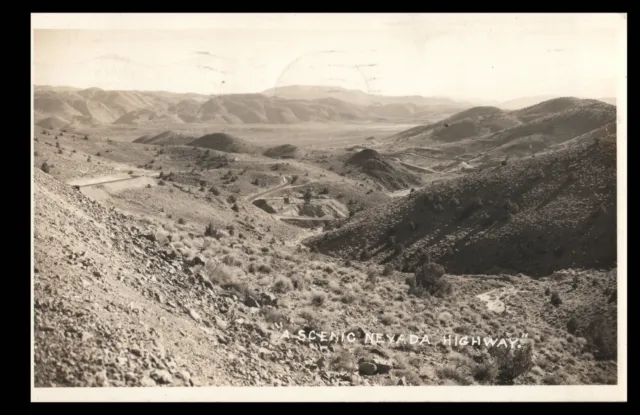 Scenic Nevada Highway Sparks Nv.  Rppc Photo Postcard C. 1947