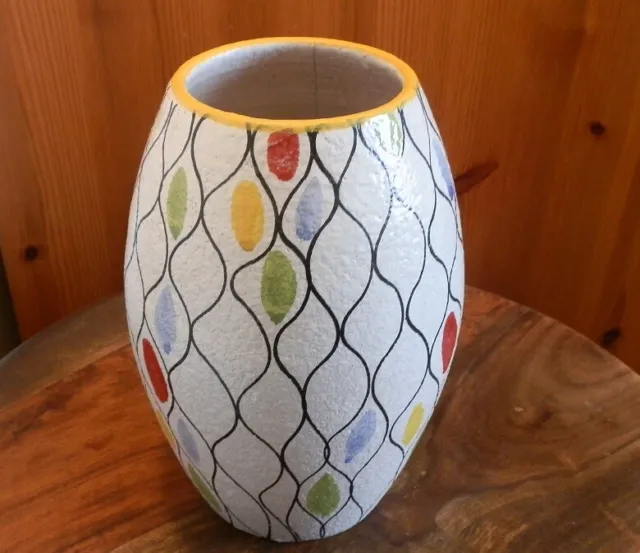 Retro Italian Pottery Vase Fratelli Fanciullacci Harlequin Alla Moda 20cm Tall