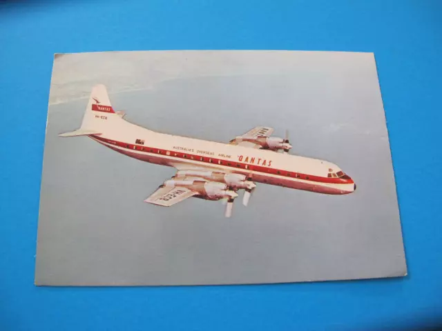 Qantas Airways Lochhead L188C Electra Airplane Postcard